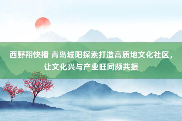 西野翔快播 青岛城阳探索打造高质地文化社区，让文化兴与产业旺同频共振